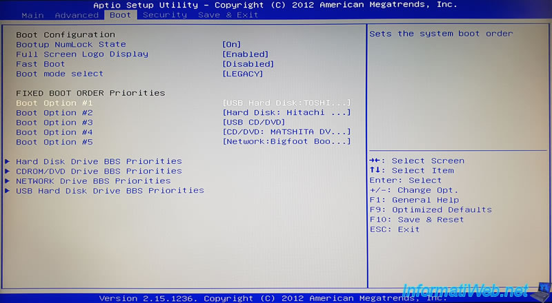 change the boot priority order in the bios