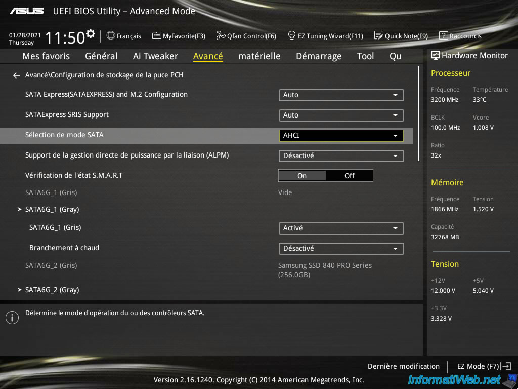 Sata mode selection