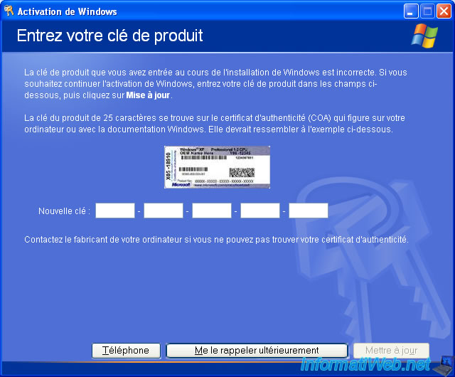 Activate Windows XP via Internet or by phone - Windows - Tutorials - InformatiWeb