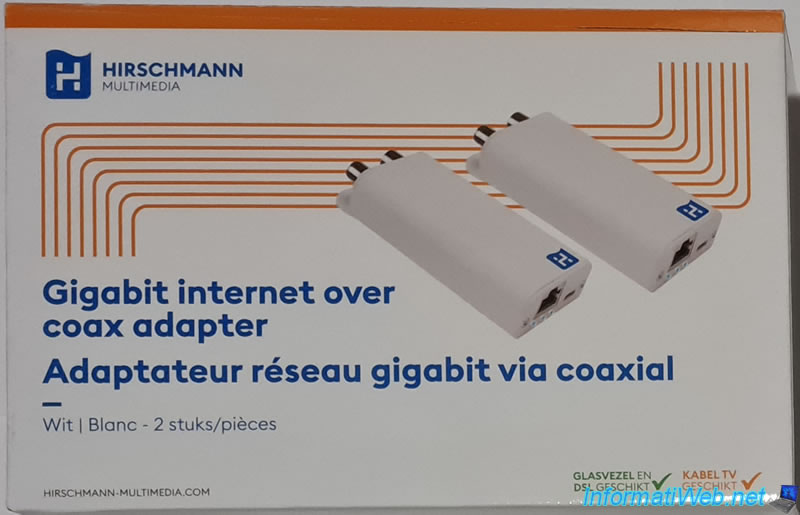 Câble TV coaxial et Ethernet mâle/mâle RJ45 - 2 m - blanc