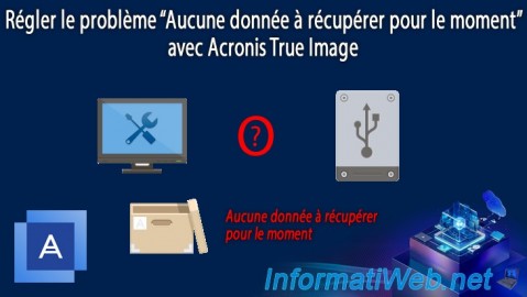 Régler le problème "Aucune donnée à récupérer pour le moment" avec Acronis True Image (Cyber Protect Home Office)