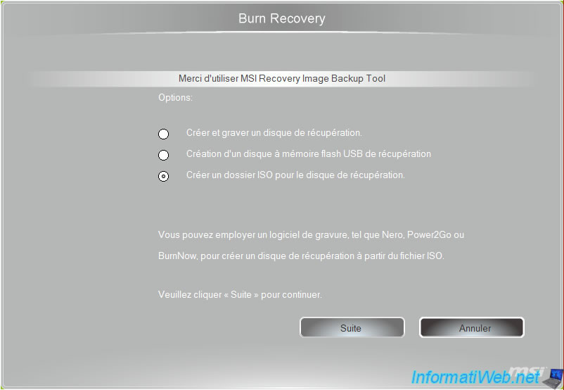 how to use the recovery media made by msi burn recovery