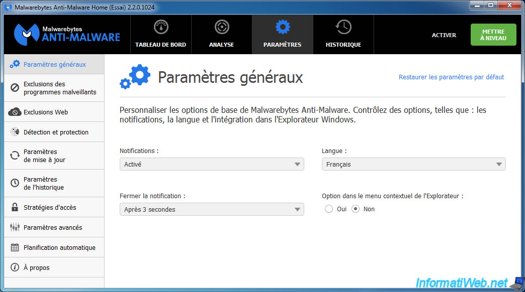 turn off malwarebytes premium notifications