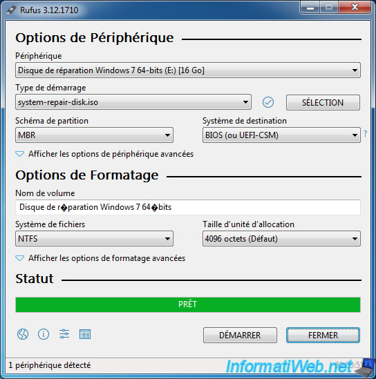 Create bootable USB key of the Windows 7 repair disc - Windows - Tutorials - InformatiWeb