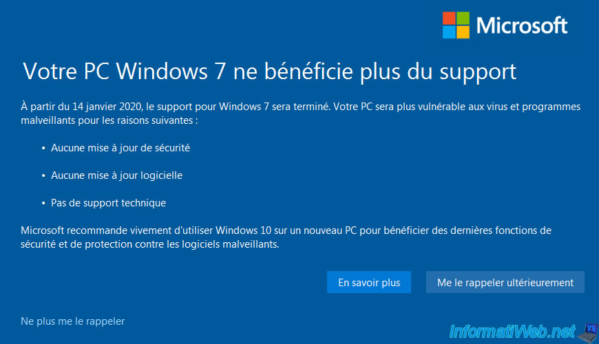 Un Avertissement Votre PC Windows 7 Ne B n ficie Plus Du Support S Un Avertissement Votre PC Windows 7 Ne B n ficie Plus Du Support S