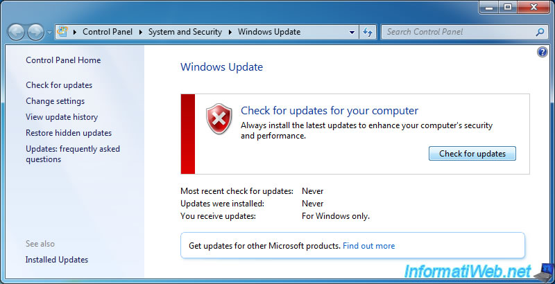 search for windows 7 updates